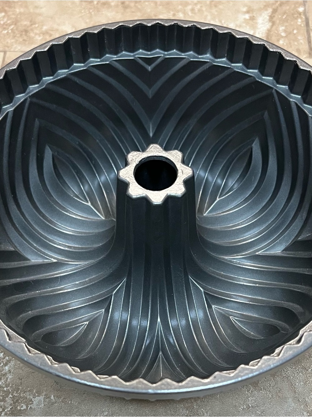 Nordic Ware Metallic Gray Bundt Pan with Swirl Pattern